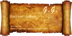 Galler Gábor névjegykártya